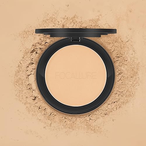 Miniatura 9 de FOCALLURE Polvo prensado impecable, control de brillo y tez suave, maquillaje de base en polvo de ajuste prensado, polvo facial portátil compacto,