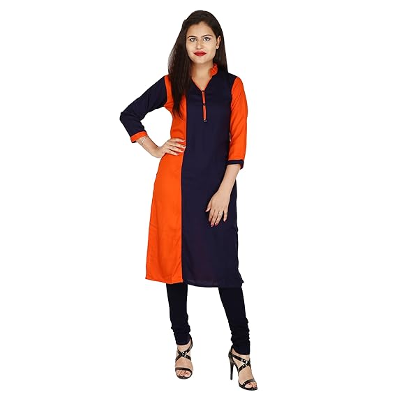 Orange kurti combination leggings Clearance