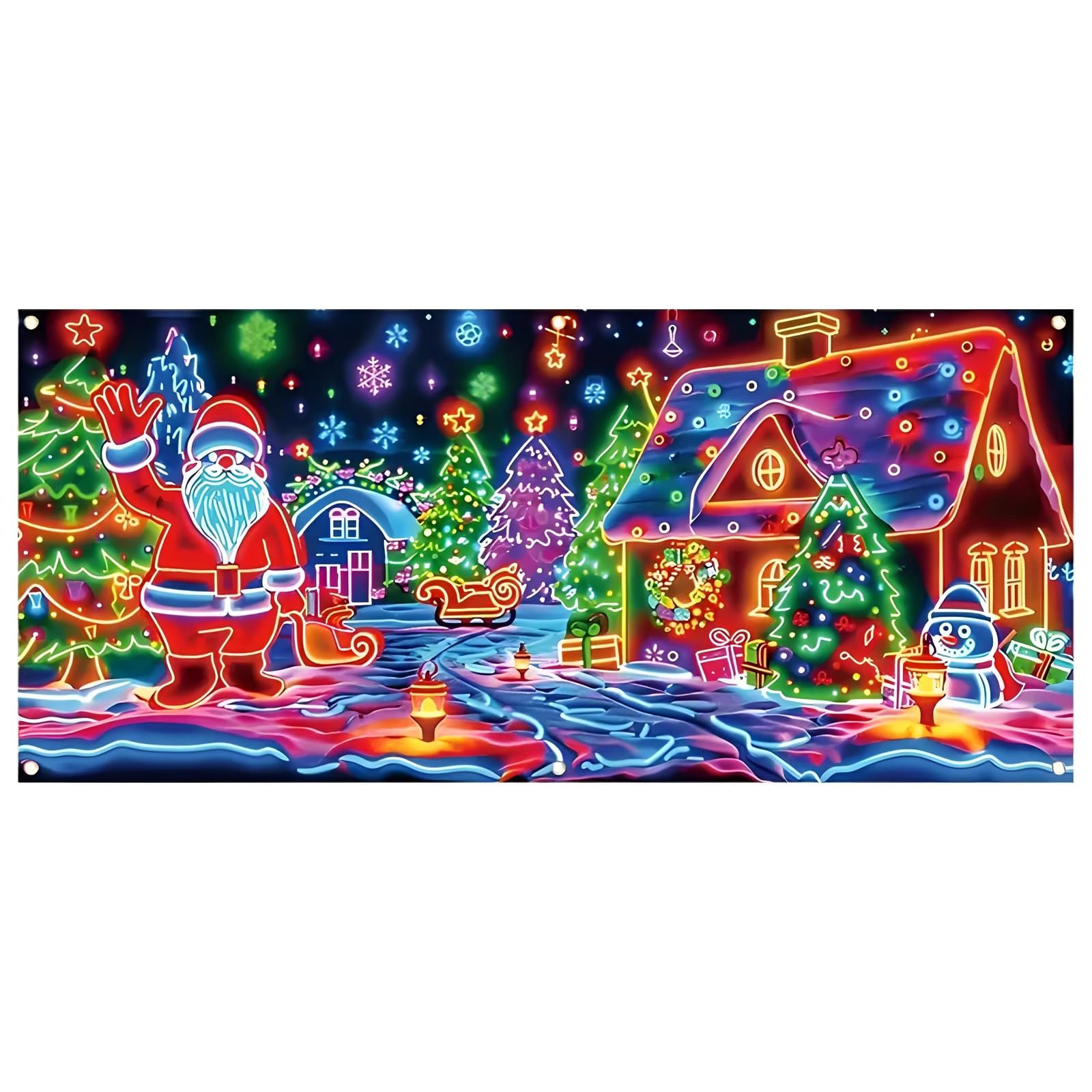 Bandera fluorescente para puerta de garaje, festivas, festivas, para fiestas, 157 x 71 pulgadas, fondo de fotografía de Papá Noel 109
