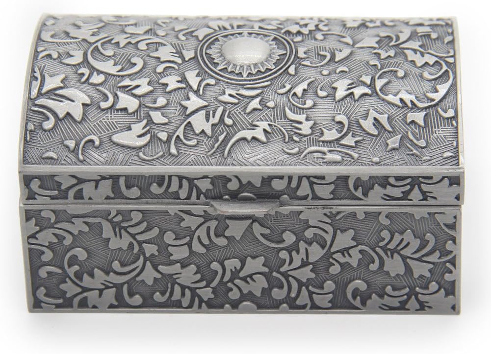 Vintage Metal Jewelry Box Small Trinket Storage Organizer Box Chest Ring Case for Girls Women, Tin Color : Clothing, Shoes & Jewelry