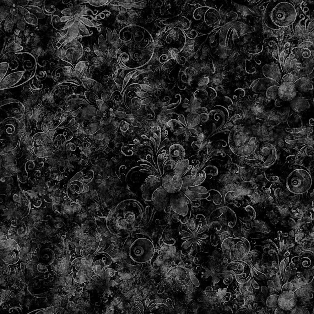 Marshall Dry Goods 108" Quilt Backing Queen's Garden #5 Premium Cotton Fabric Cut by The Yard Light (Shades of Black)