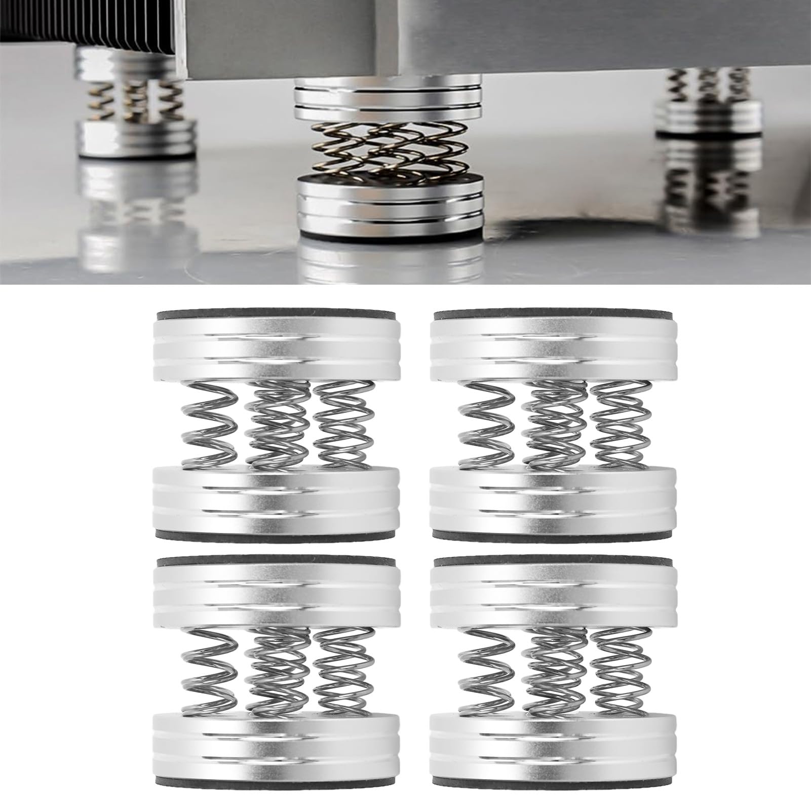 Cryfokt Piedini Isolanti per Altoparlanti Design Ammortizzante per Amplificatore Giradischi Subwoofer Set di 4 Resistenti Gomme in Lega di Alluminio (SILVER)