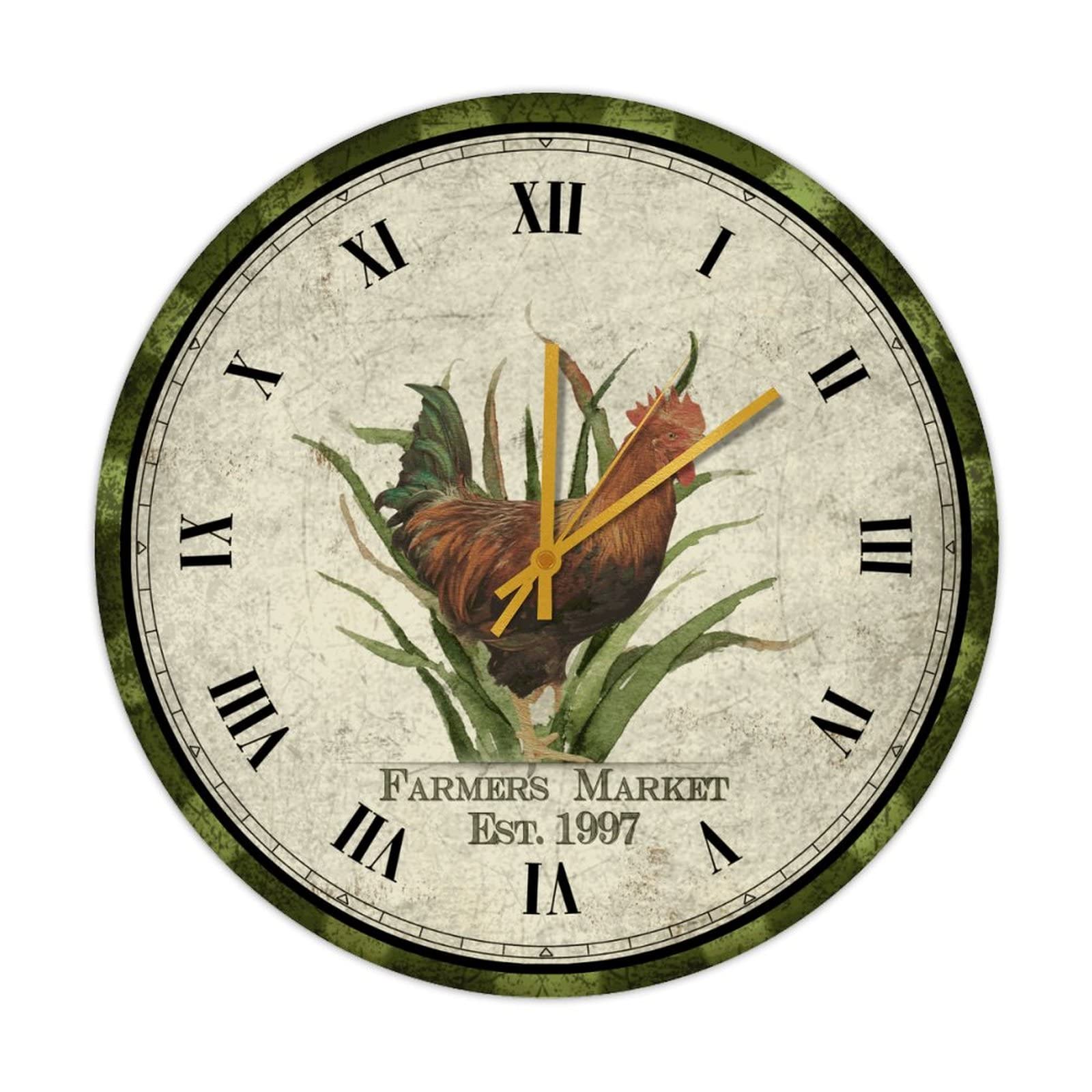 Horloge ronde en bois coq vintage pour retrouver le charme d'antan