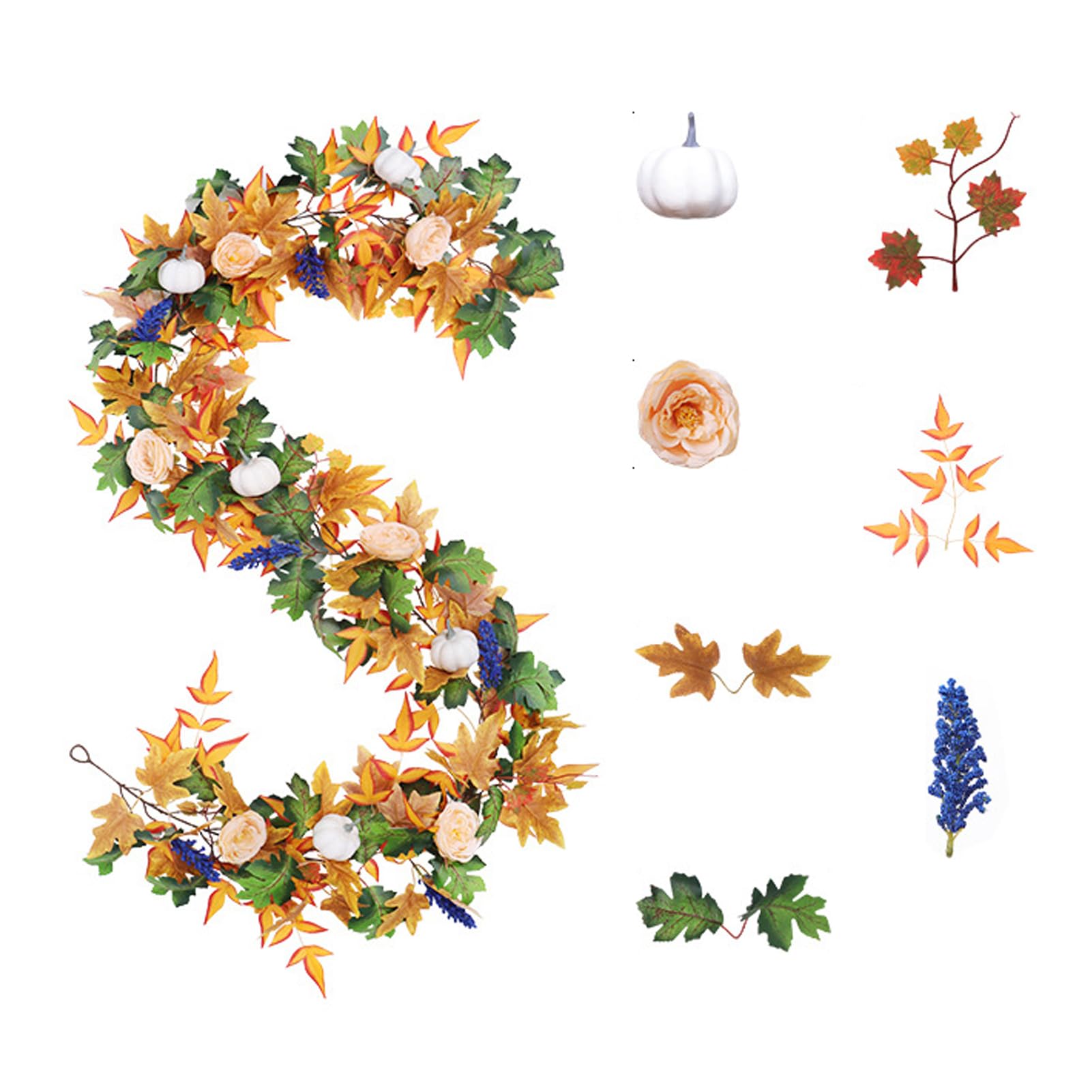 Zambuph Fall Foliage Autumn Decor Set With Maple Leaves Garland Autumn Decoration Aesthetic Decoration Garland, A-style