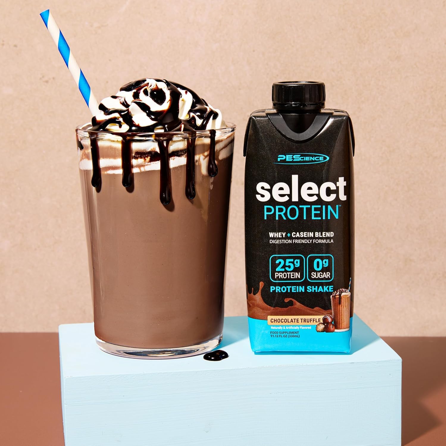 PEScience Select Protein Shake RTD, Chocolate Truffle, Pack of 12 — Amazon image 6