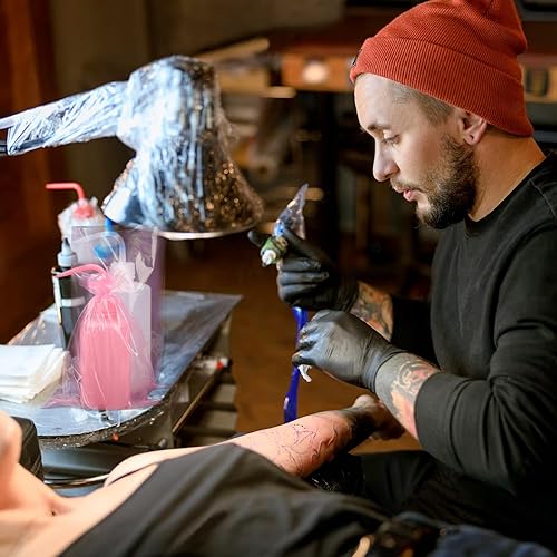 Miniatura 6 de 500 bolsas rosas para botellas de lavado de tatuajes, bolsas desechables para botellas de tatuaje, fundas para bolsas de botella para apretar,