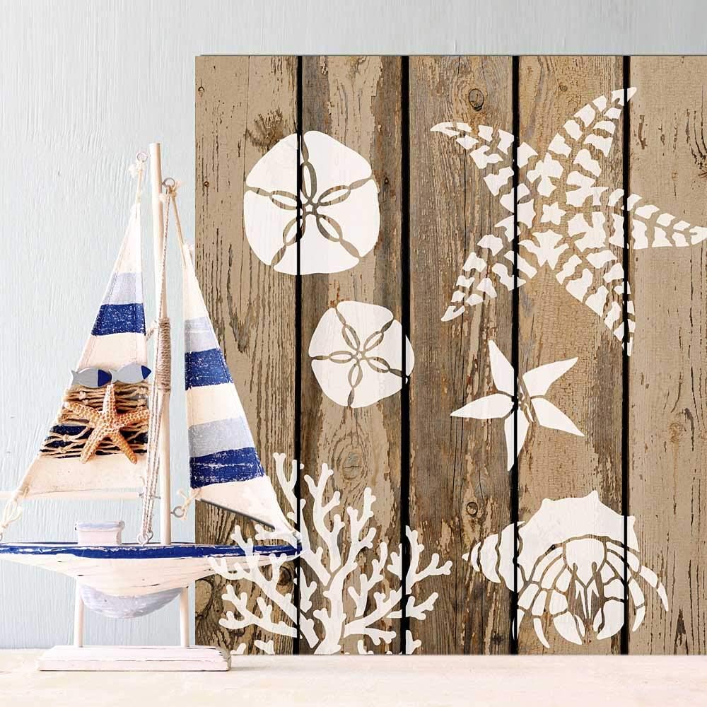 Striped Starfish Ocean Decor Stencil – Wall Painting Stencils for Easy Room Makeover – Stencil for Painting Walls – Stenciling Instead of Wallpaper Saves Money – Quality Stencils for Walls (Large)