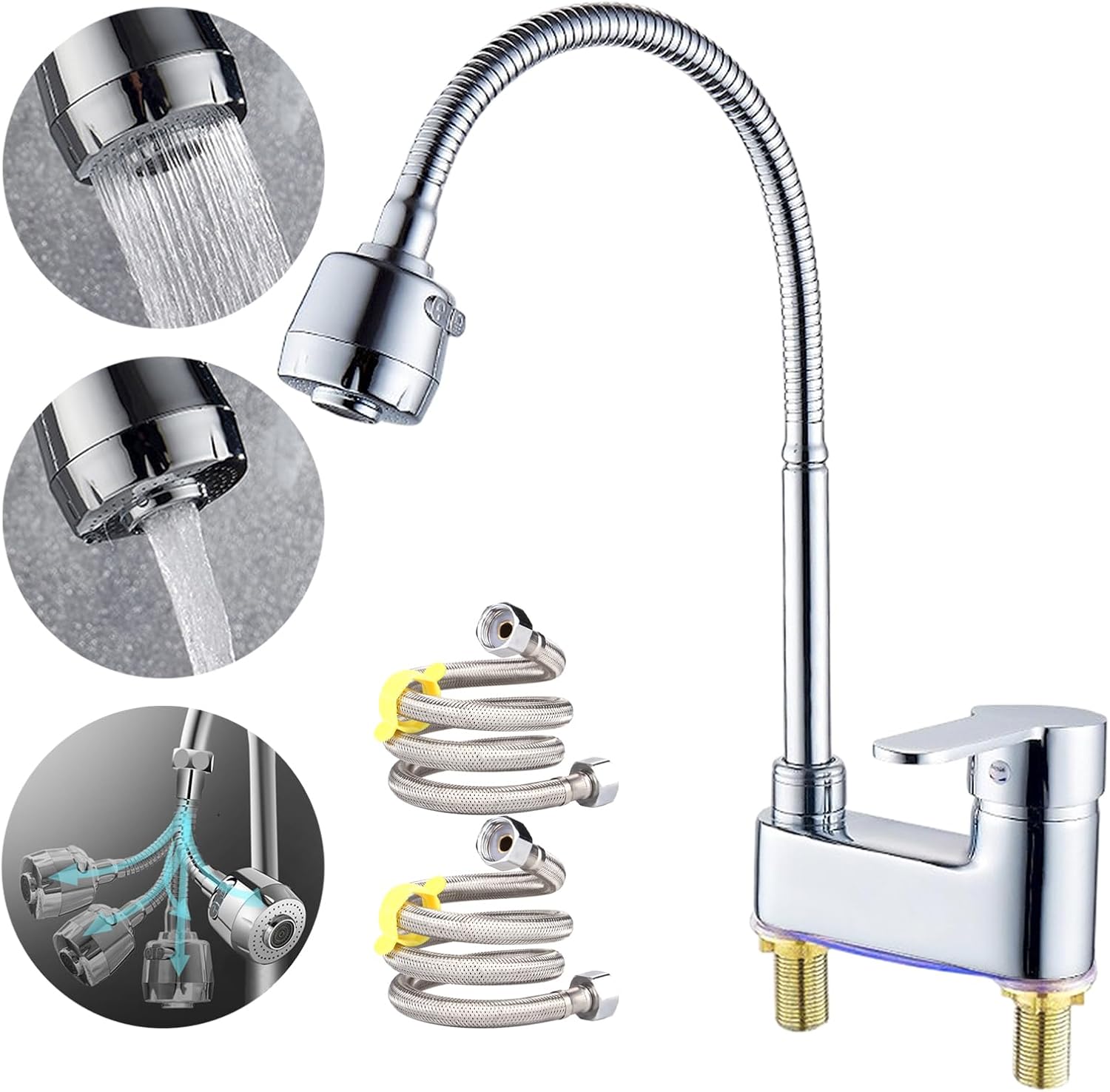 洗面水栓 2ホール 360度回転可能 洗面台