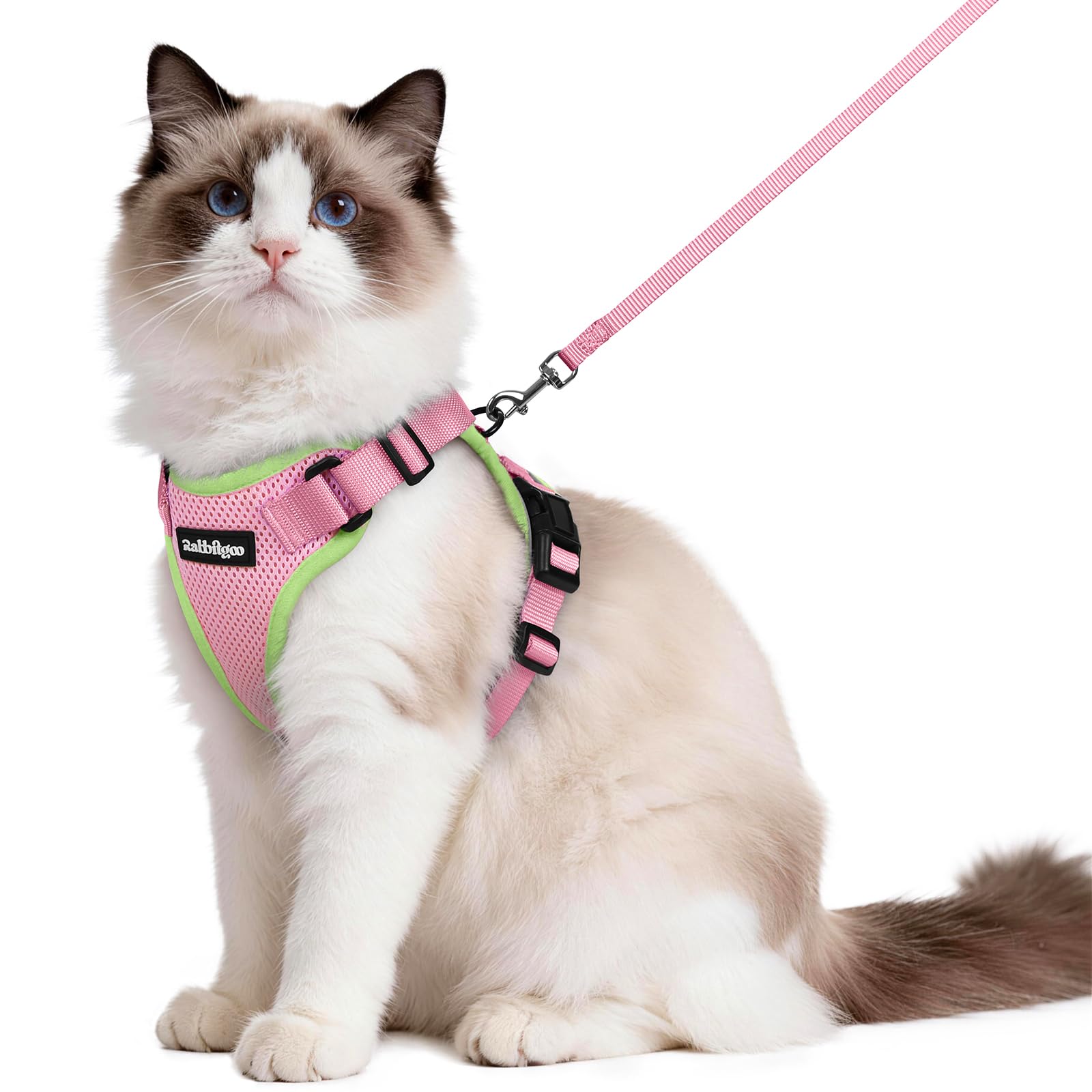 rabbitgoo Cat Harness and Leash Set, Escape Proof Vest, Pink &amp; Light Green
