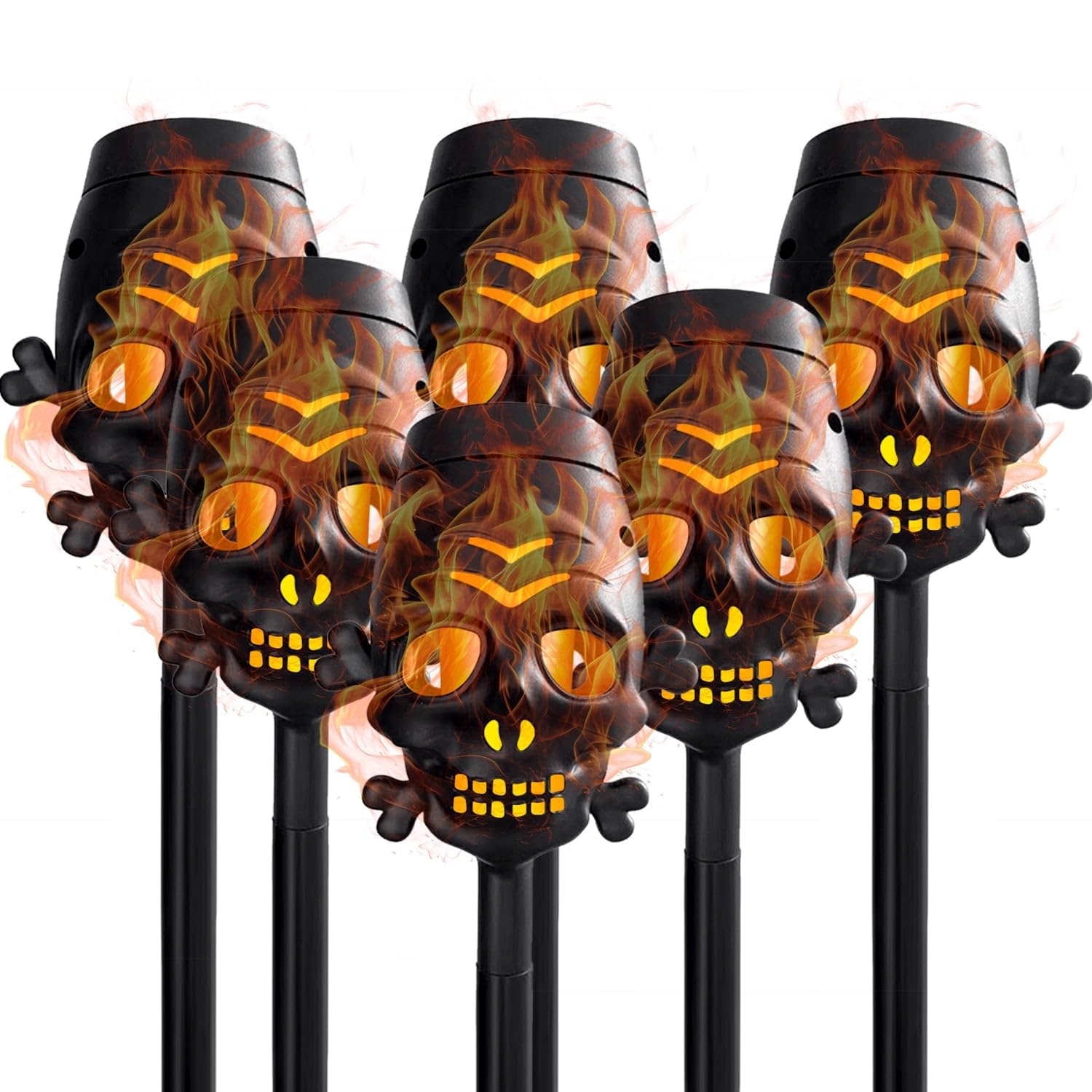 WHATOOK 6 Pack Solar Outdoor Lights with Flickering Flame, Waterproof LED Solar Torch Light for Garden, Patio, Yard, Pathway, Lawn Decor