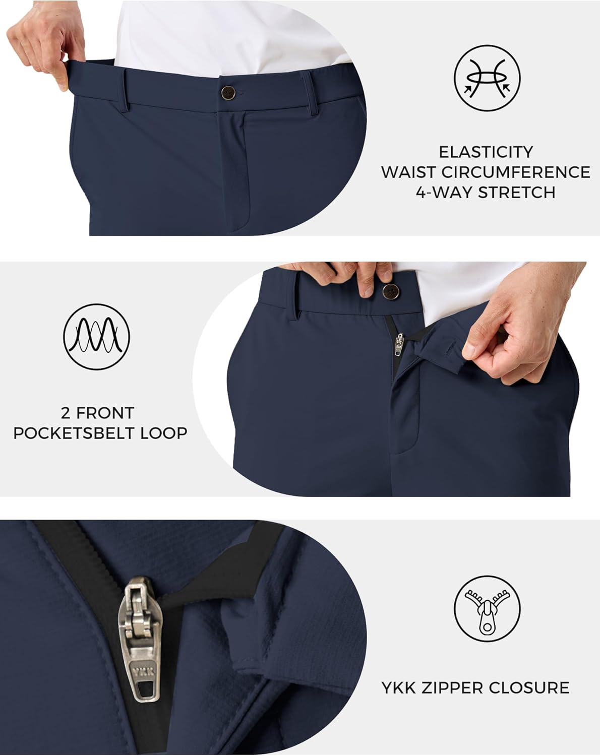 Mens Golf Pants Waterproof Stretch Work Pants 30"/32"/34" Quick Dry Lightweight Casual Comfy Trousers with Pockets - Image 4