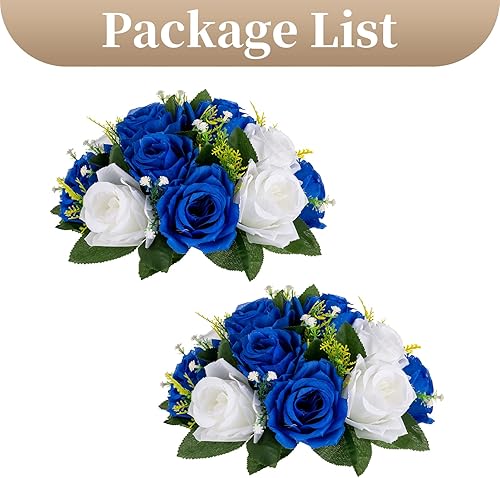 Miniatura 9 de Sziqiqi Flores artificiales azules para decoración, bolas de flores falsas para centros de mesa de boda, mesas, arreglo de centro de mesa de flores