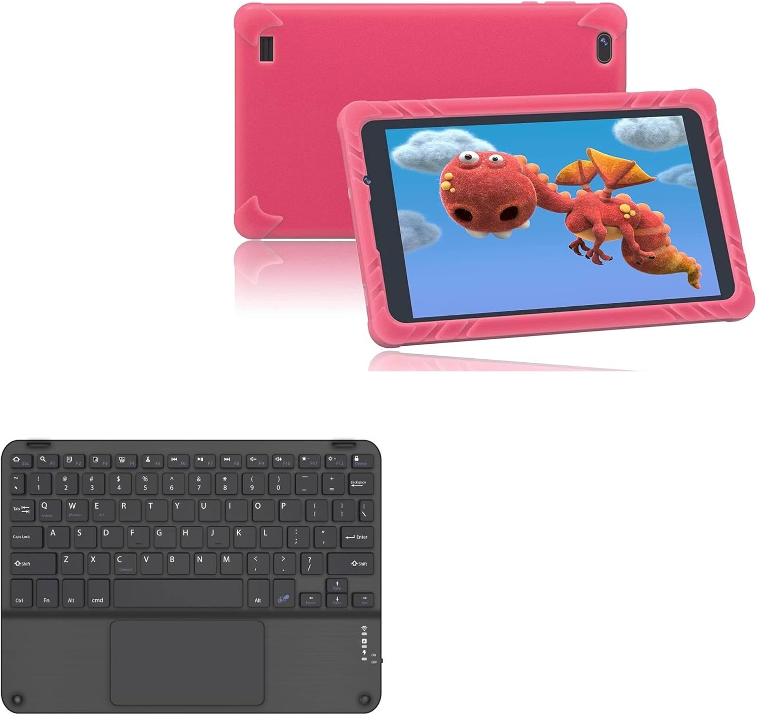 BoxWave Keyboard Compatible with SGIN Toddler Tablet C8 (8 in) - SlimKeys Bluetooth Keyboard with Trackpad, Portable Slim TouchPad - Jet Black