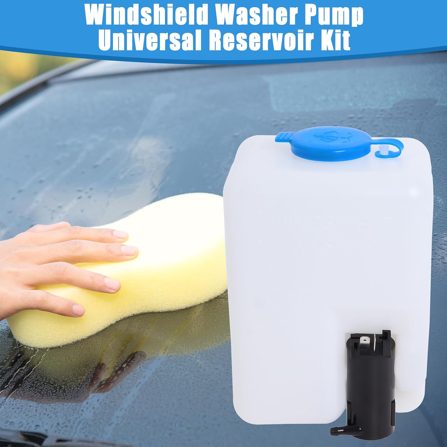 12V Car Windshield Washer Pump Universal Reservoir Kit 99300 Fluid Reservoir Tank Bottle with Pump