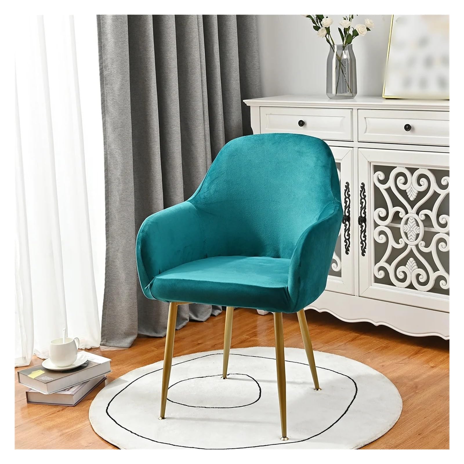 ADRLOPFE Chair Cover High Armchair Cover Elastic Velvet Chair Covers Fabric Washable Dining Slipcovers Office(Color 5)