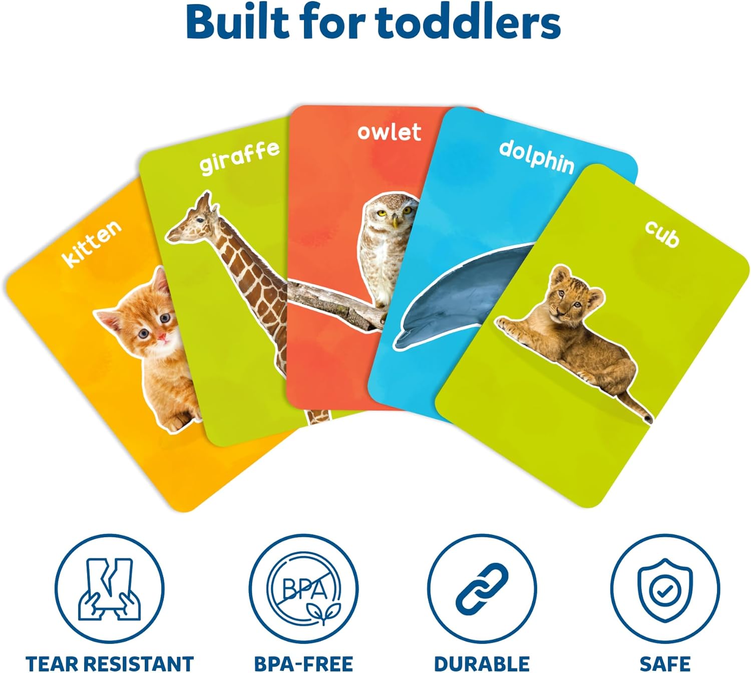Skillmatics Thick Flash Cards for Toddlers - Animals & Their Babies, Montessori Toys & Games, Gifts, Preschool Learning for Kids 1, 2, 3, 4 Years