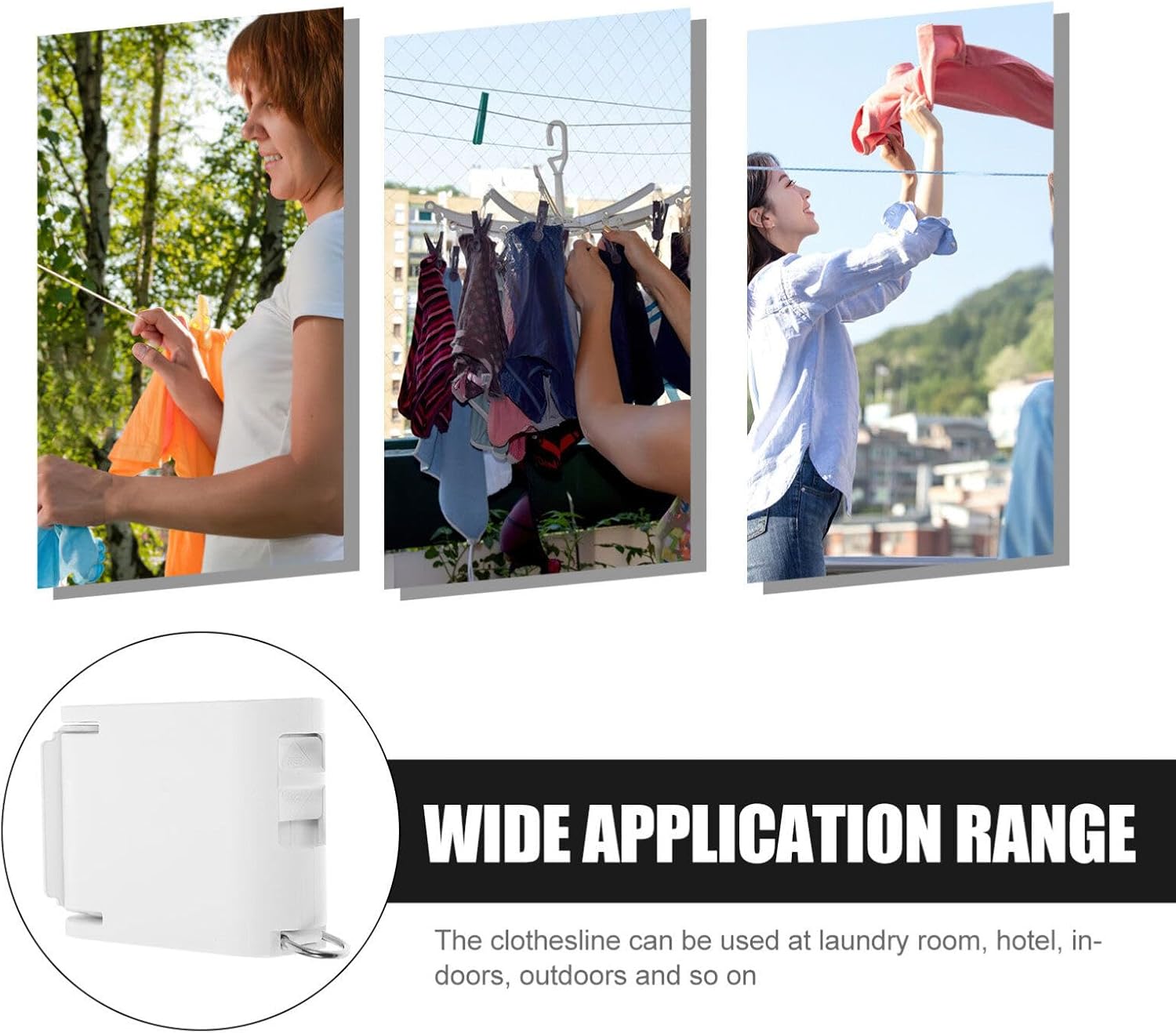 Cabilock Portable Retractable Clothesline Adjustable Wall-Mounted Clothesline for Use TPU Material Versatile Drying for Clothes Hanging and