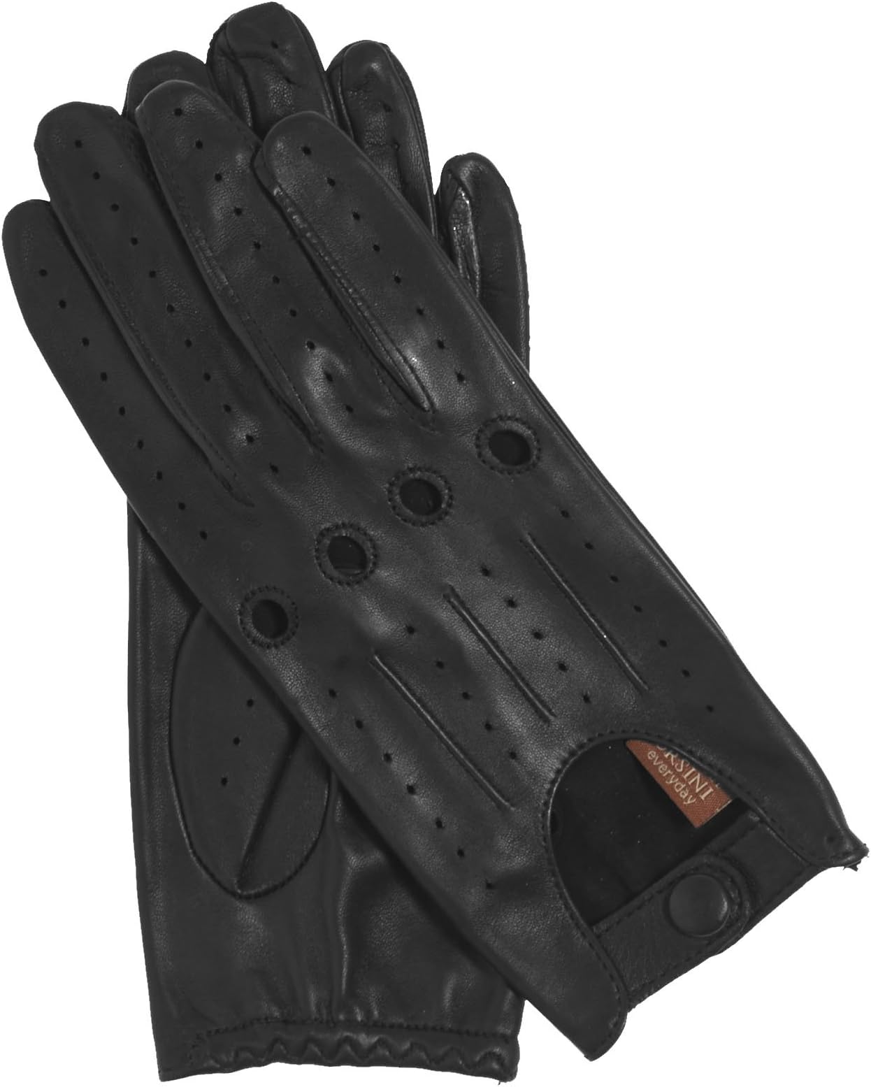 Women's Open Back Leather Driving Gloves Size 7 1/2 Color Black