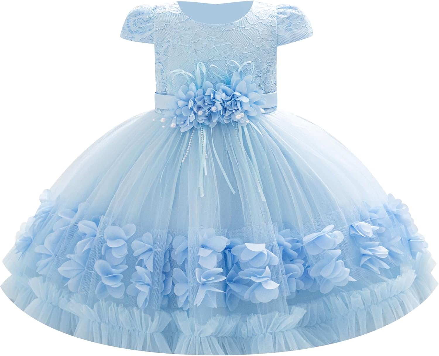 Baby Cap Sleeve 1st 2nd Birthday Outfits Toddler Flower Girl Wedding Shiny Butterfly Pageant Formal Christmas Dress