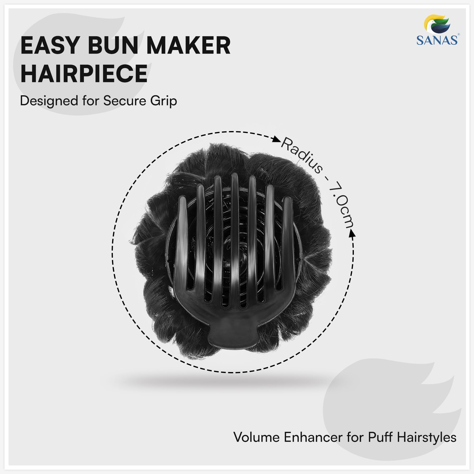 Sanas 1Pc Hair Extensions for Girls Clip in Extensions Synthetic Updo Fake Easy Bun Maker Hairpiece Accessories for Girls and Womens (Black) - Image 2 thumbnail