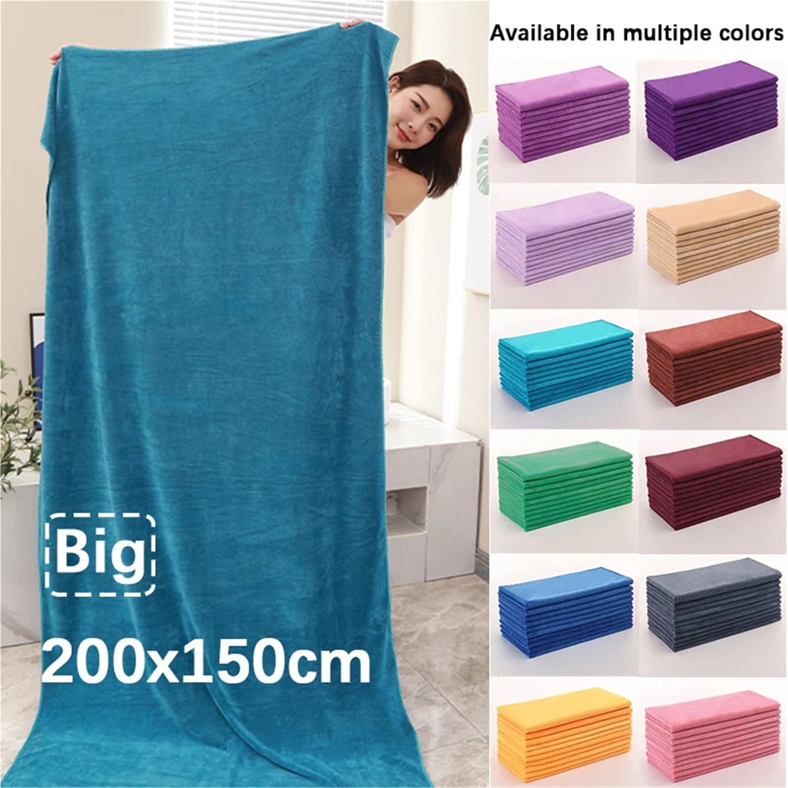 1 asciugamano da bagno in microfibra ispessita, super assorbente e ad asciugatura rapida, multiuso, per viaggi, sport, bagno, bagno (rosso vino, 110 x 200 cm)
