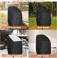 Vista 5 de Funda para silla apilable para patio, jardín, piscina, cubierta, impermeable, protector de muebles para 4-6 pilas de taburetes, 34 pulgadas de largo