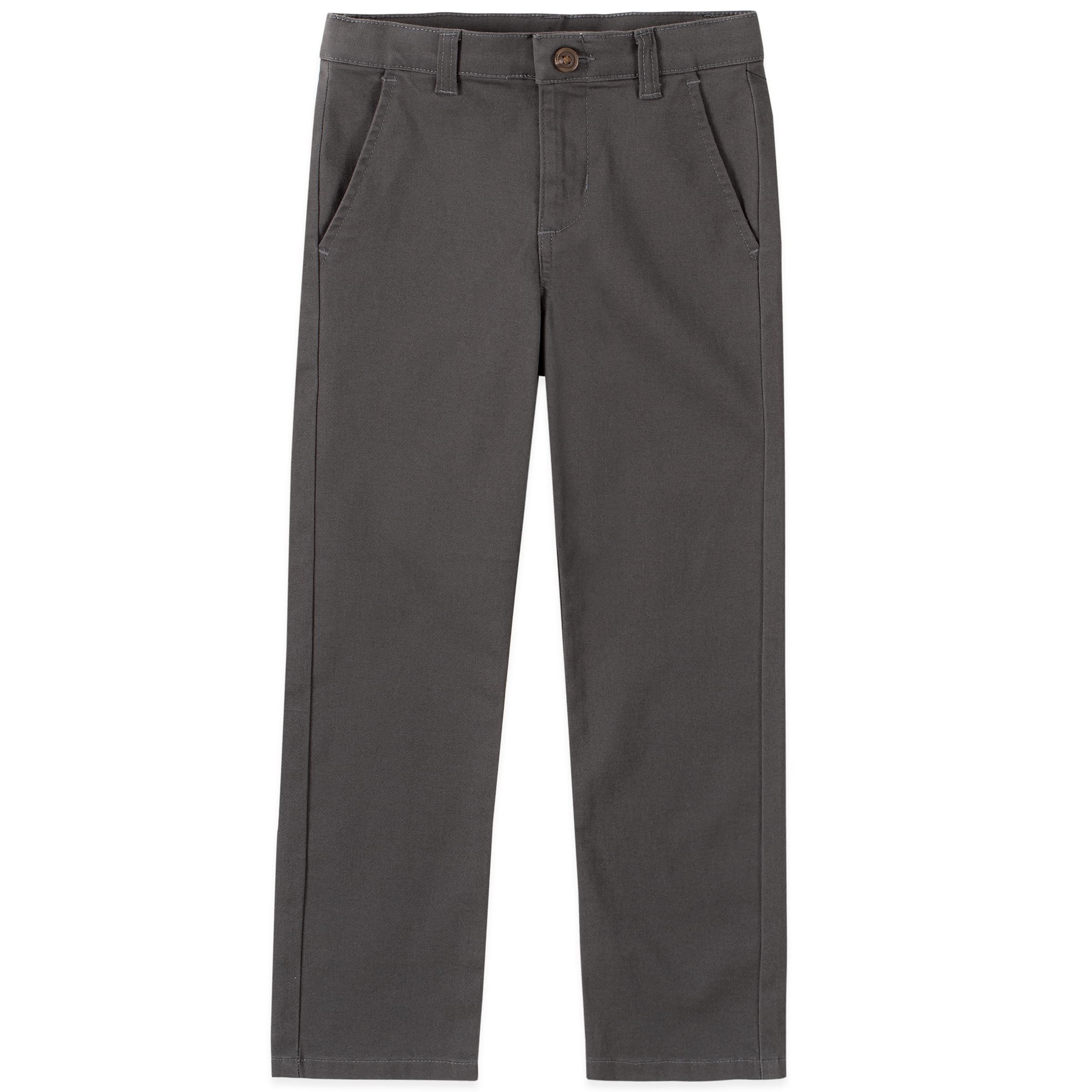 IZOD Pantalones de Uniforme Escolar de Sarga Caqui para niños, Parte Delantera Plana y Cintura cómoda