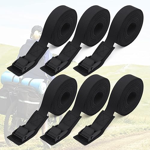 Correas de amarre de 6.6 pies con hebillas de leva ajustables, correas de sujeción de hasta 550 libras para embalaje, carga, equipaje, motocicletas,