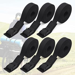 6.6ft Lashing Straps with Adjustable Cam Buckles Tie Down Cinch Straps up to 550lbs for Packing,Cargo,Luggage,Motorcycles,Truck Black 6 Pack (6.6' x 1")