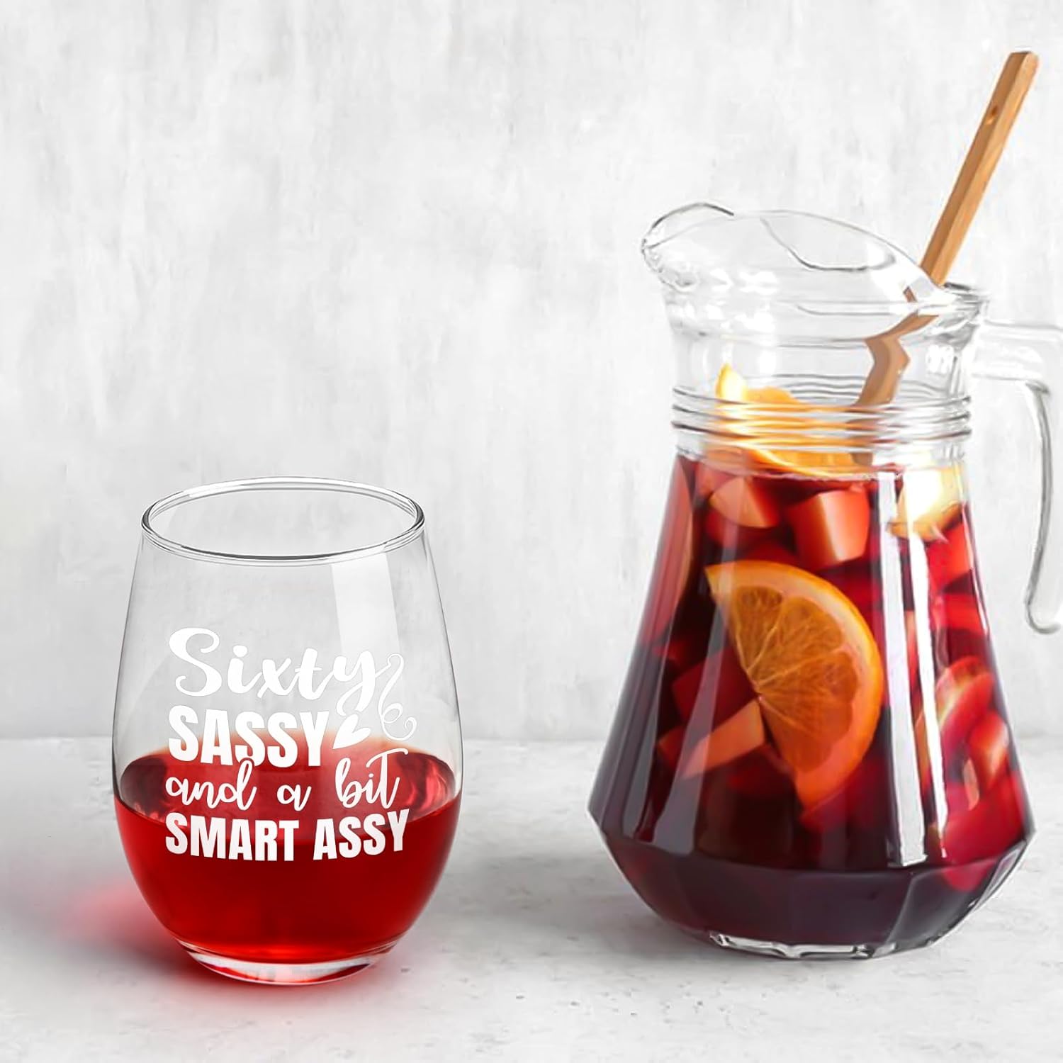 Futtumy 60th Birthday Gifts for Women, 17 OZ Sixty Sassy And A Bit Smart Assy Wine Glass, Gifts for 60th Birthday Women Mom Grandma Wife Daughter Sister Friend Aunt Female, 60th Birthday Gift Ideas - Image 4