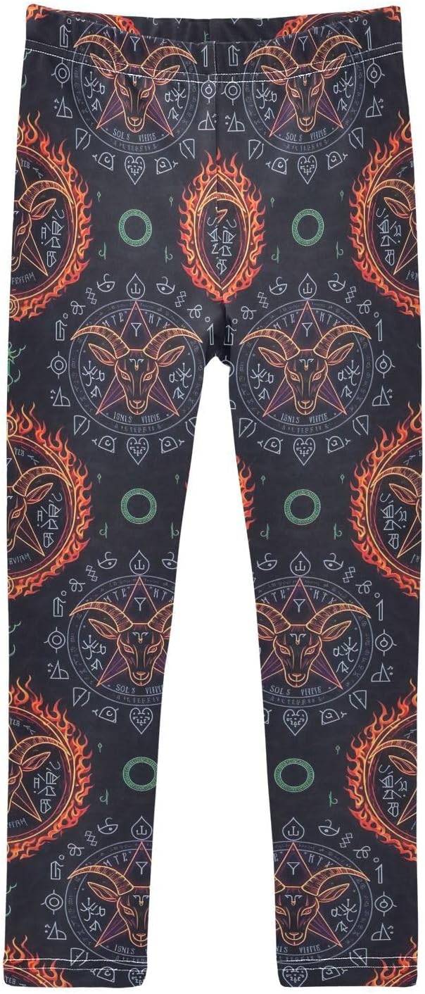 GAIREG Stretch Leggings for Girls Goat Flames