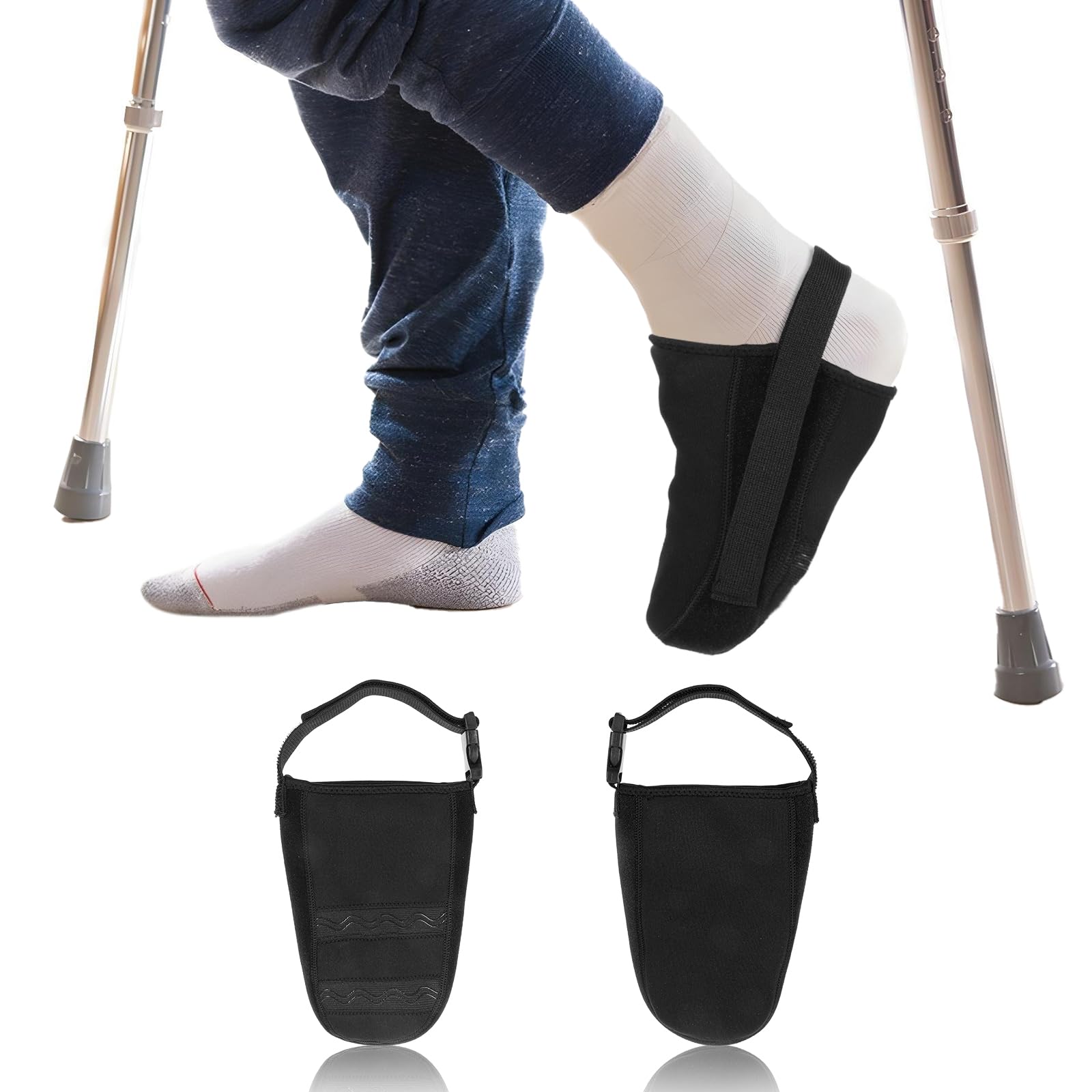 Protective Foot Cast Socks, Adjustable Foam Cast Cover for Sports with Buckle, Non-Slip Cast Sock Cover for Foot, Toe Protector cast sock cover shoes for Men and Women Quickly Recover (Black)