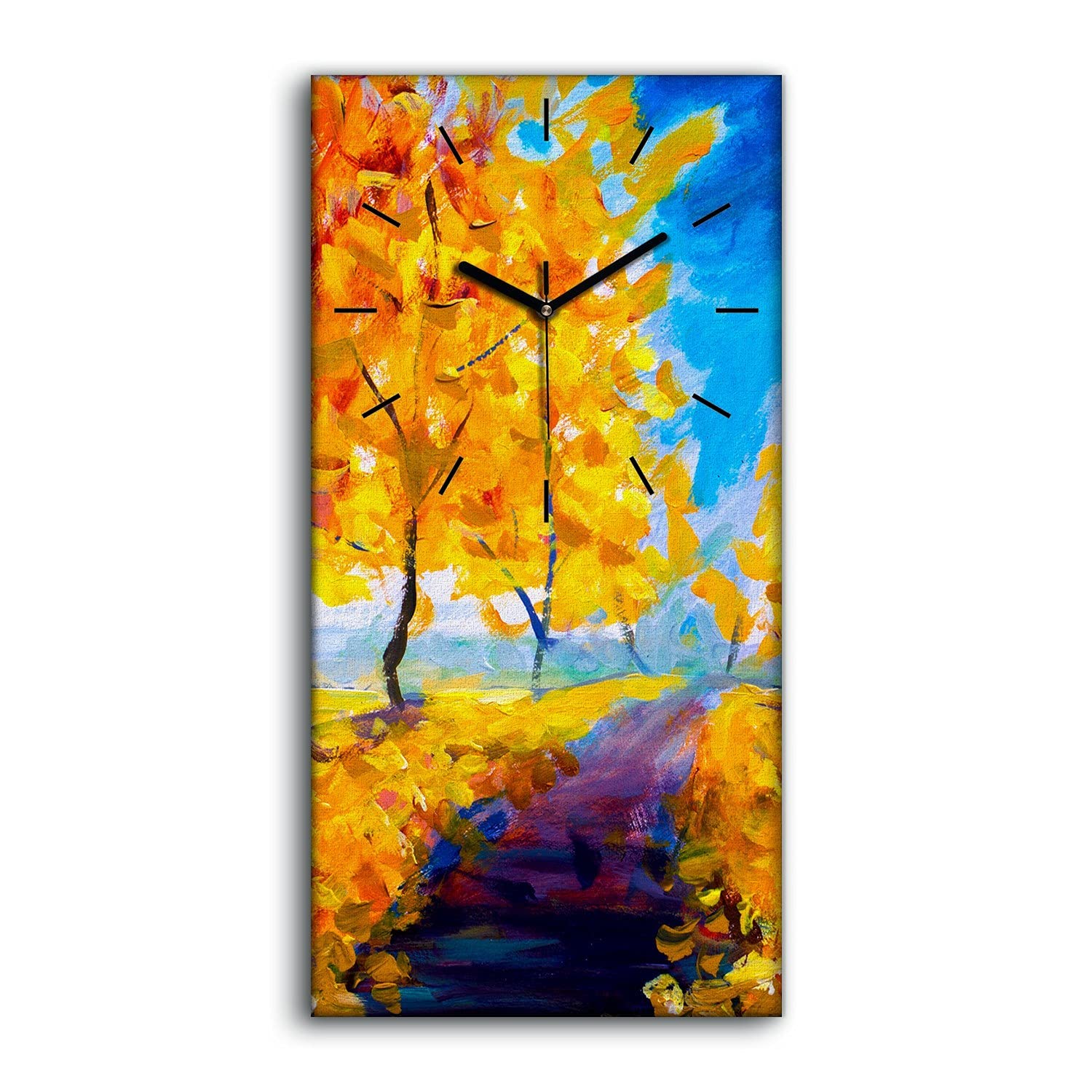 Horloge sur Toile image art mural moderne salon 30x60cm photo automne jaune parc
