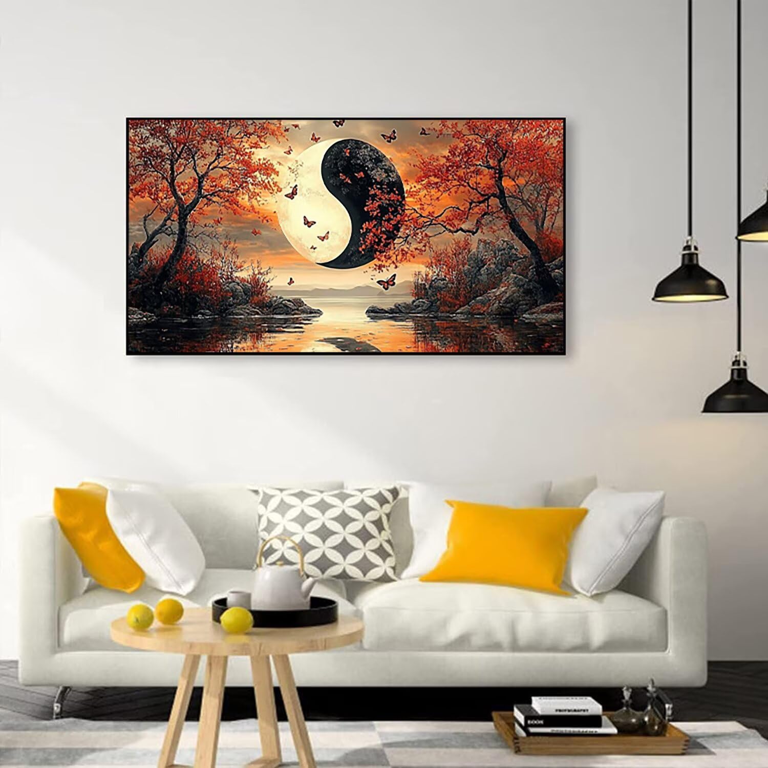 Diamond Painting Yin und Yang Groß XXL 90x180cm, 5D DIY Diamant Painting Bilder Landschaft Set für Basteln Mädchen 8 Jahre, Mosaik Bastelset Erwachsene Kinder, Dimonds Stickerei für Zuhause Deko C2-36