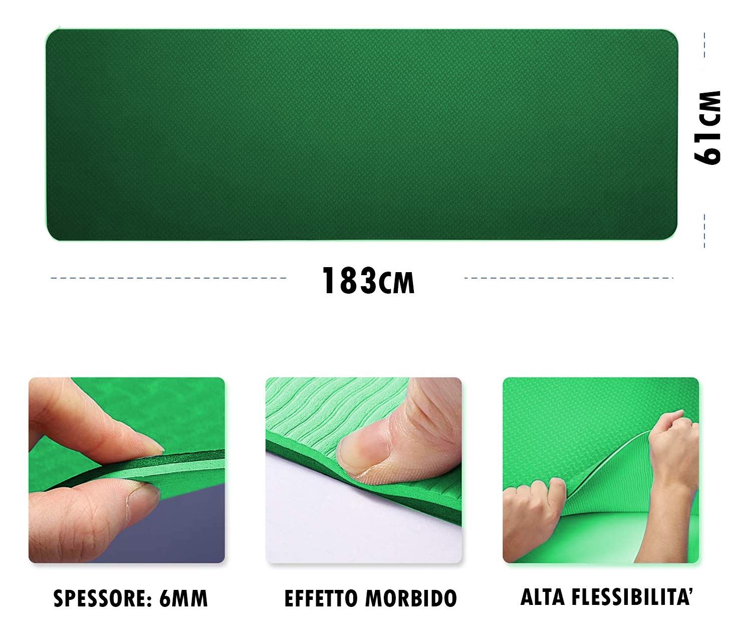 Tappetino Yoga IBK FITNESS In TPE | 183x61x6 Cm | Antiscivolo | Ecologico | Per Palestra E Casa - Foto 6