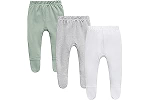 O2 BABY Organic Cotton Unisex footed pajama pants, 3-pack