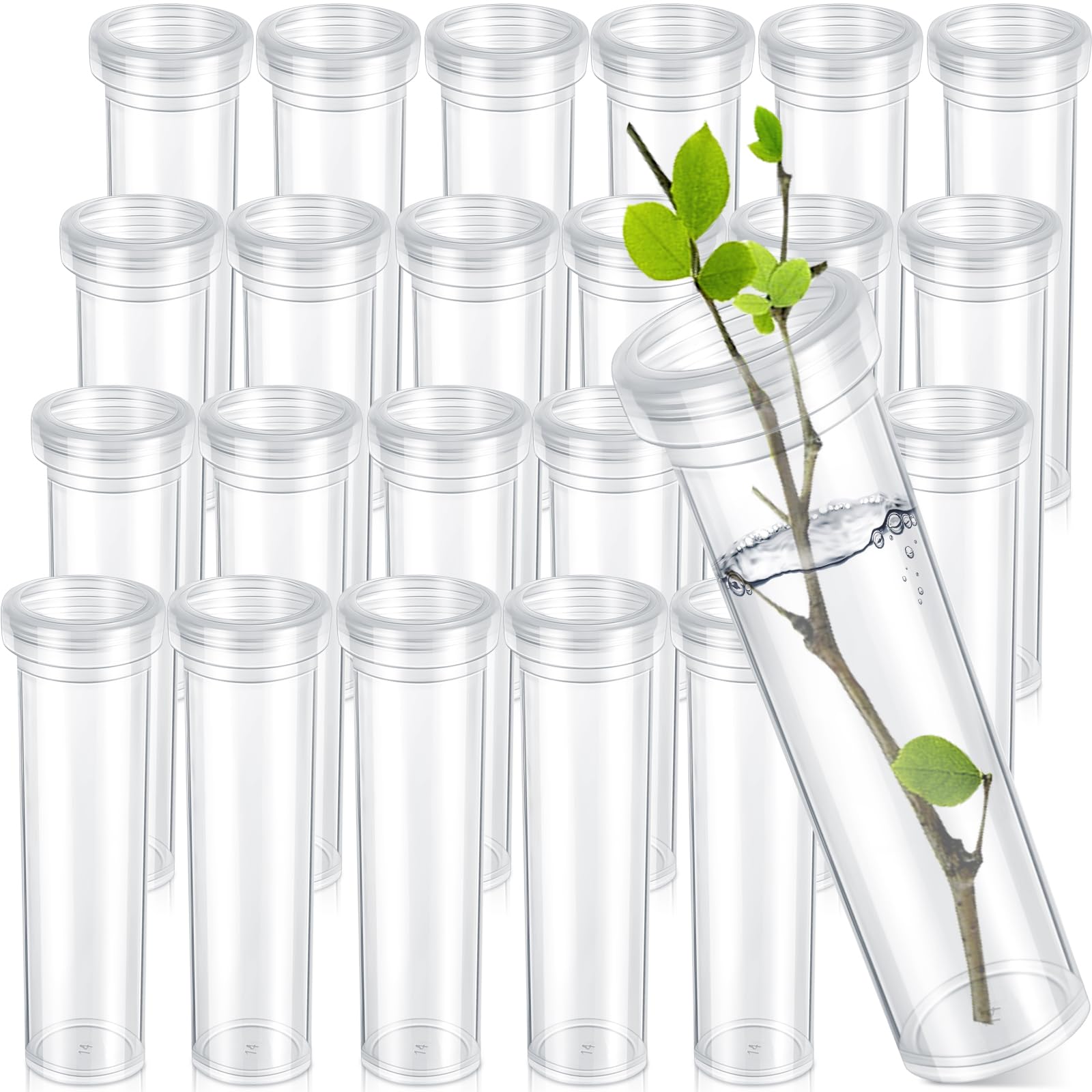 Hushee 25 Pcs 60ml 4.33 Inch Floral Tubes for Milkweed Large Flowers Water Tubes for Milkweed Cuttings Flower Floral Arrangements Butterfly Habitat
