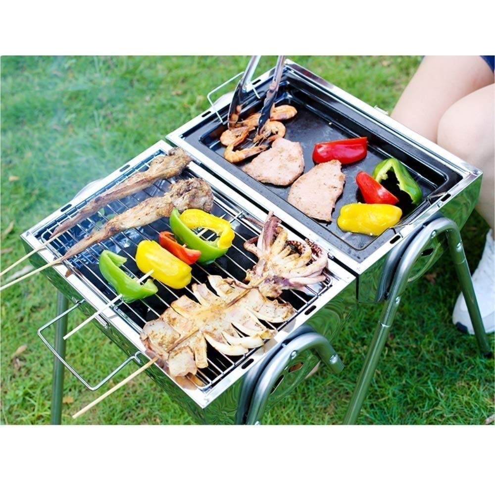 Grill na świeżym powietrzu węglowy ze stali nierdzewnej Kebab Składany grill Przenośny Idealny kemping,Grill ogrodowy