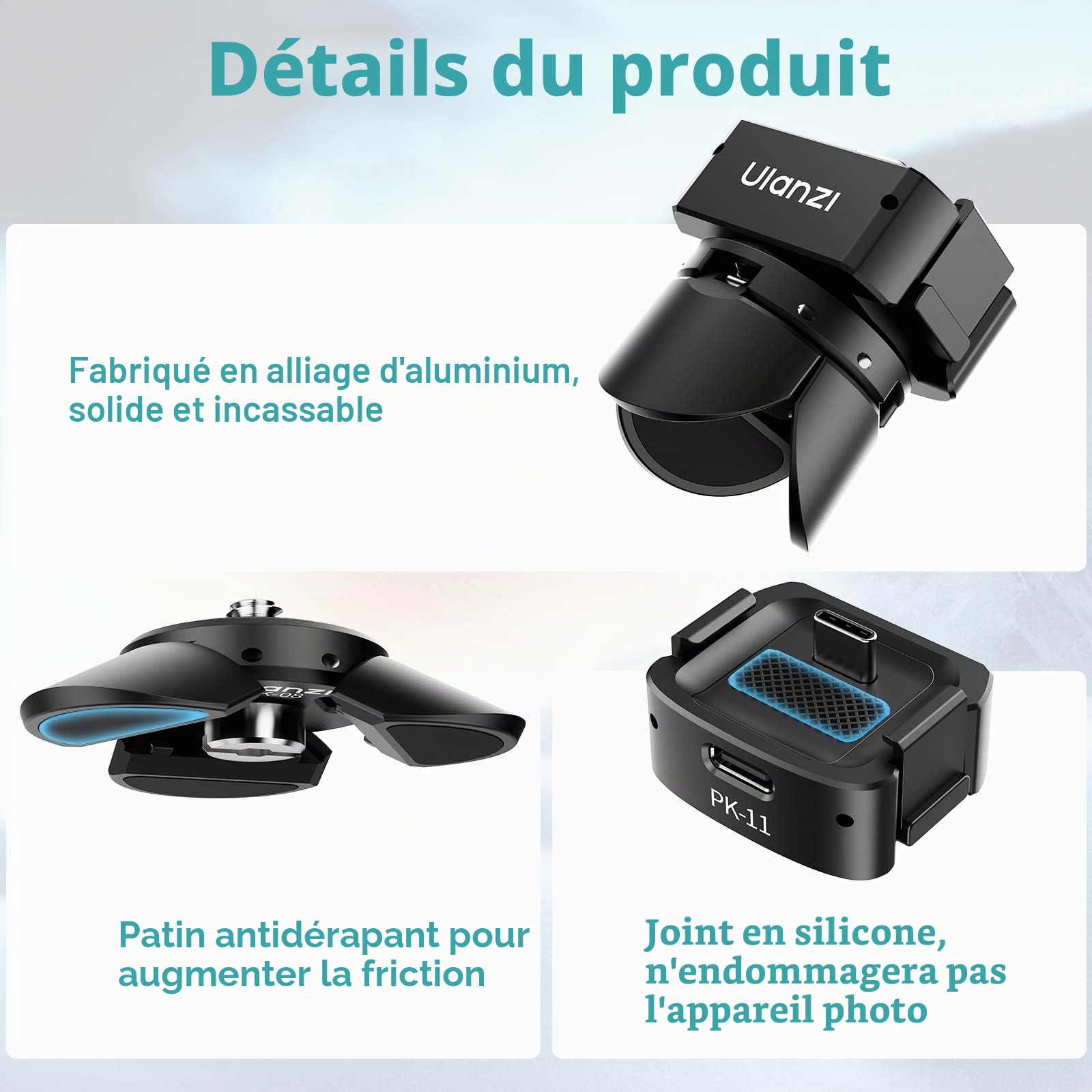 ULANZI Pocket 3 Mini kit trépied pour Accessoires DJI Osmo Pocket 3, connecteur de Charge Type-C avec Trou de vis 1/4, pour DJI Osmo Pocket 3, Smartphones, caméras d'action, Gimbals (PK-08 & PK-11)