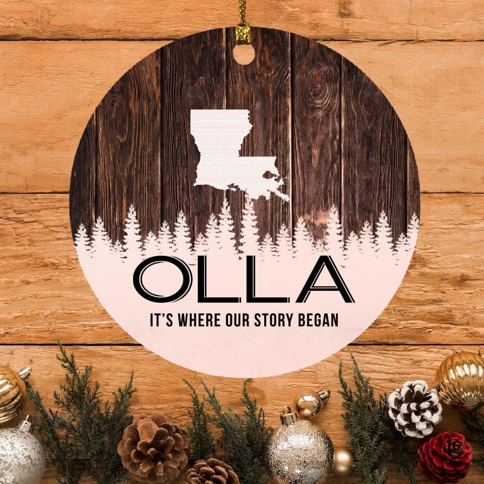 Olla Ornament Olla LA Ornaments Louisiana - It's Where Our Story Began - Vintage Christmas Ornament Gift Round 3"
