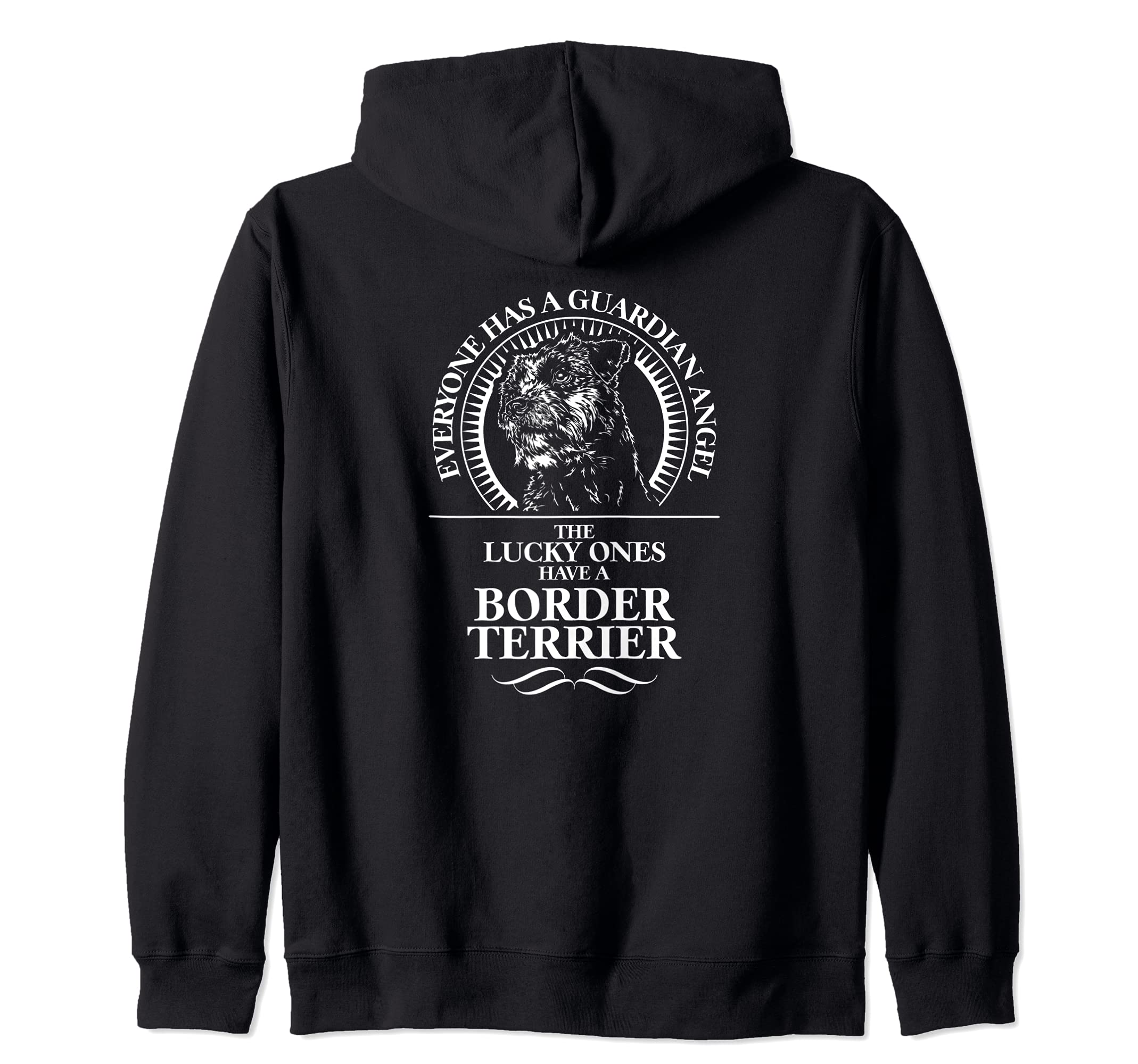 Proud Border Terrier Guardian Angel dog saying dog Zip Hoodie, Black