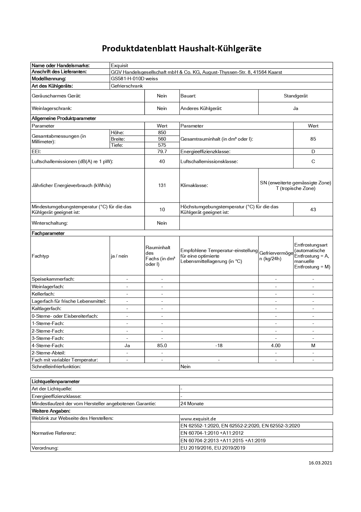 Exquisit Gefrierschrank 85 l - Mini-Tiefkühlschrank Weiss mit 3 Schubladen | 4-Sterne-Gefriergerät mit 131 kWh/Jahr, Energieklasse D, 40 dB Betriebsgeräusch und wechselbarem Türanschlag für Haushalt