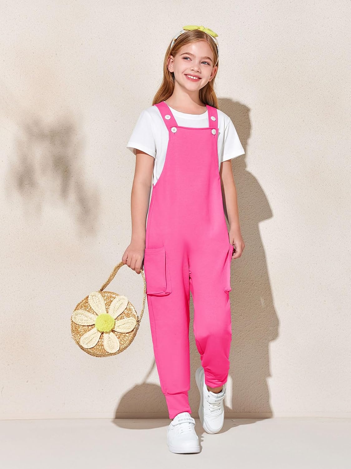 Haloumoning Girls Overalls Kids Casual Sleeveless Jumpsuits Harem Pants Rompers with Pockets 5-14 Years - Image 5