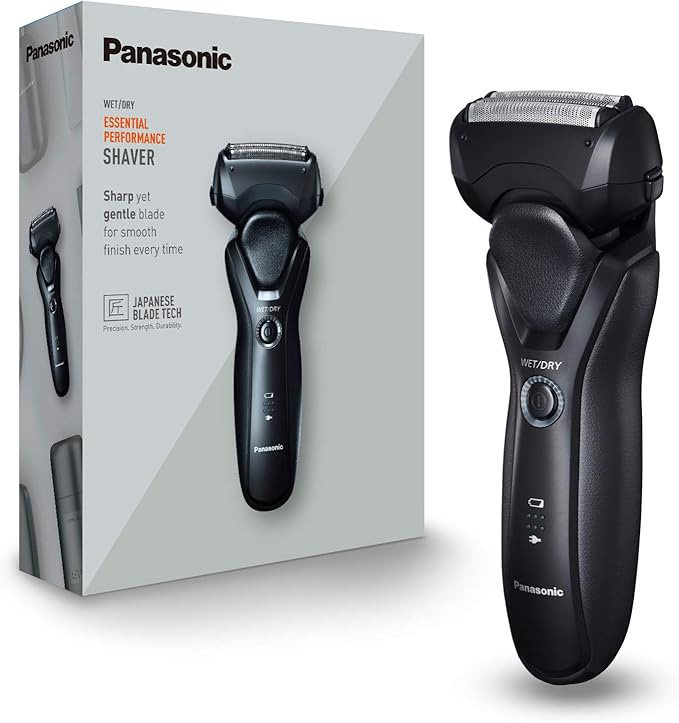 Panasonic Series 500 ES-RT37-K503 Afeitadora Eléctrica Para Hombre (Wet&Dry, Recargable, 3 Hojas De Acero Inoxidable, Indicador Led, 100% Lavable) Negro