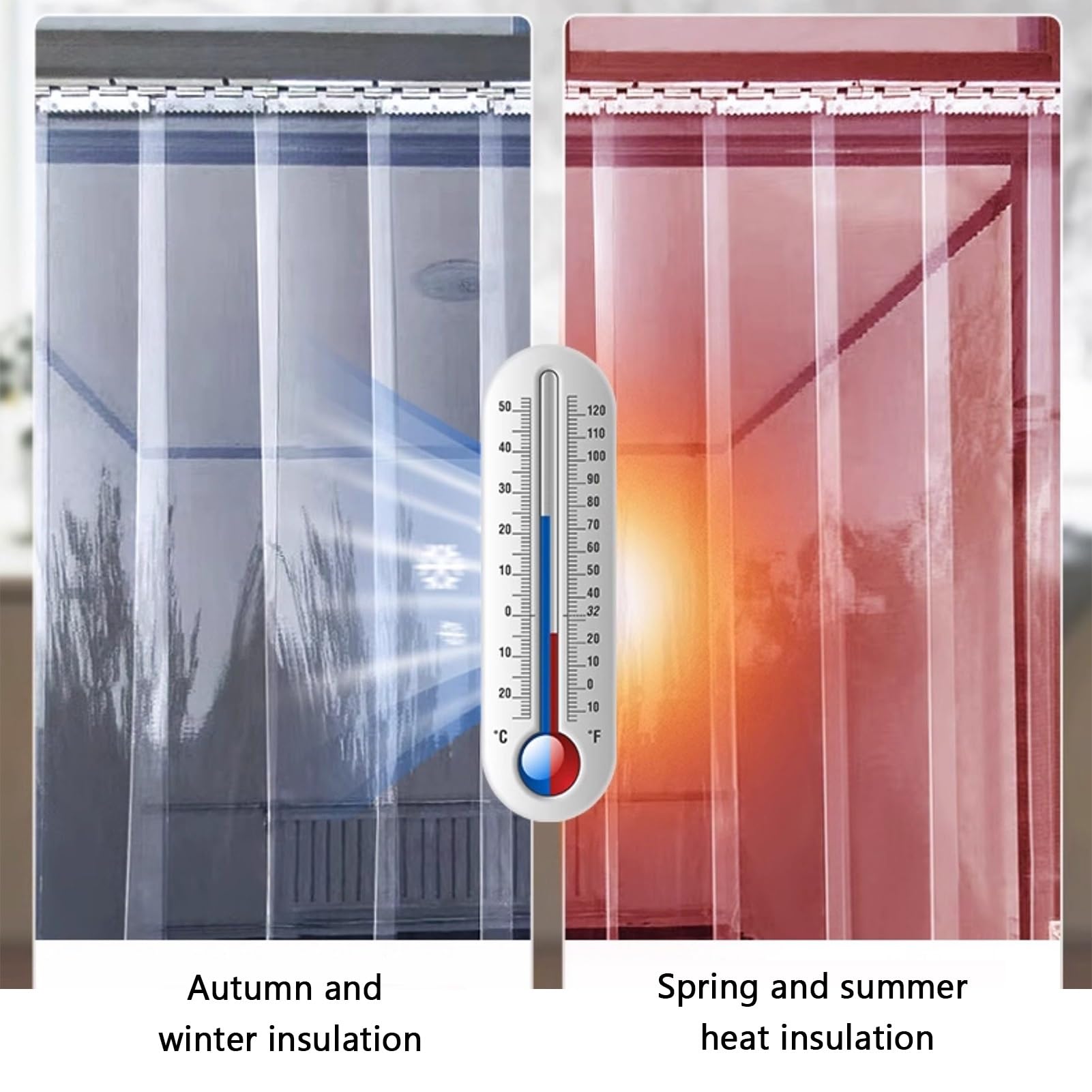 Plastiques Bande Lamelle Résistant au Vent Rideau à Lamelles Transparent Rideaux Porte Lanières PVC Entrepôt et Garage(75x210cm/29.53x82.68in)