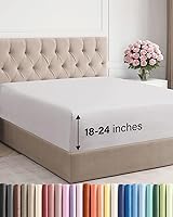 Vista 23 de Sábana bajera extra profunda tamaño Queen – Sábana bajera individual de lujo para hotel solamente – Se adapta fácilmente a colchones de 18 a 24