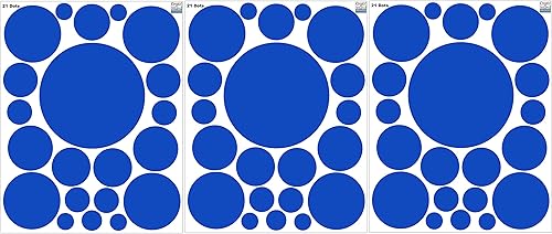 Miniatura 5 de Create-A-Mural Calcomanías de pared de lunares, calcomanías de decoración de pared, puntos de pared, calcomanías de vinilo para habitación (azul)