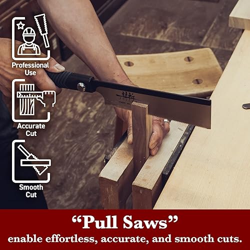 Miniatura 10 de SUIZAN Dozuki - Sierra de cola de milano de 9.5 pulgadas, corte de ángulo transversal, sierra de mano profesional japonesa para trabajar la madera