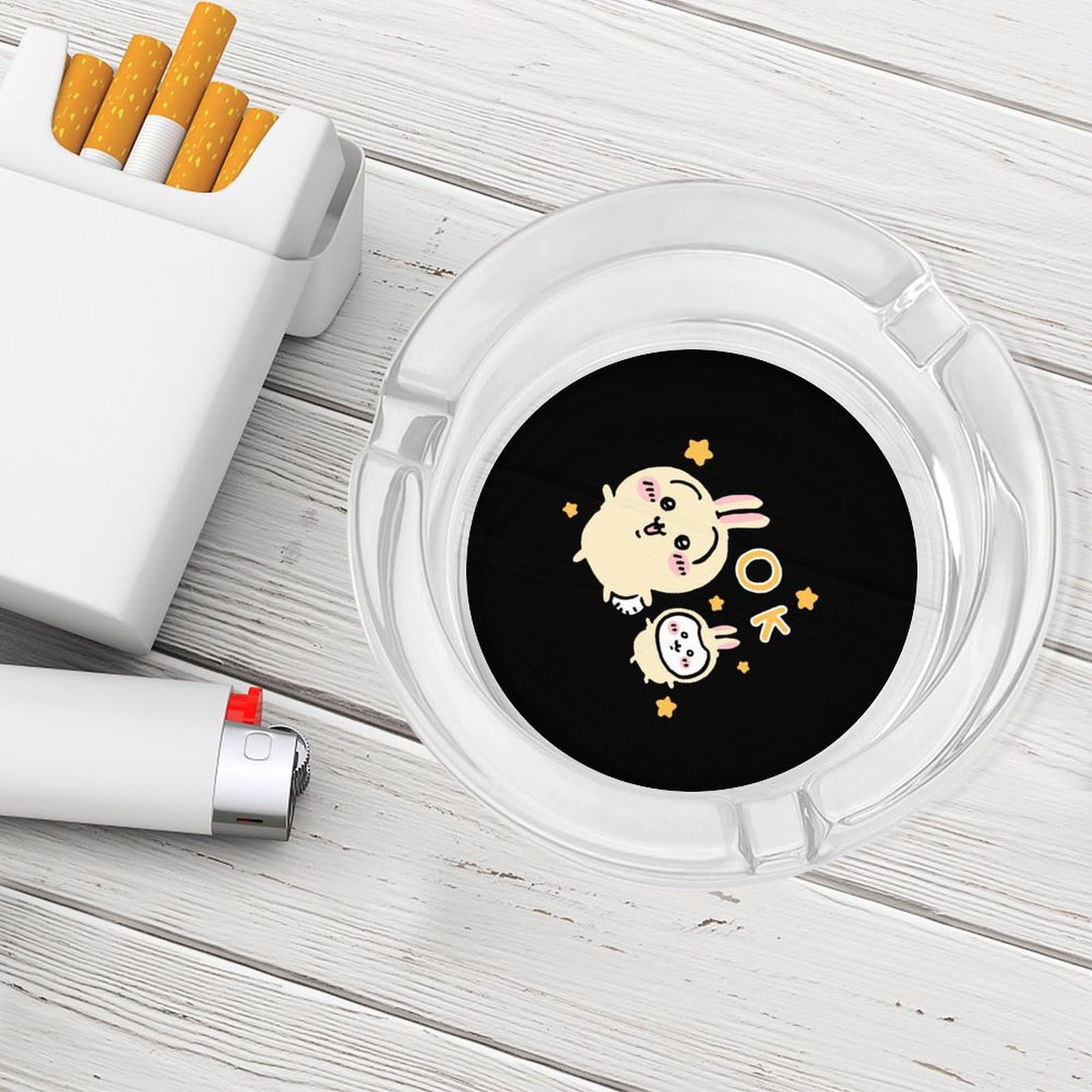 Amazon.co.jp: 灰皿 ちいかわ うさぎ ガラス 卓上 たばこ灰皿