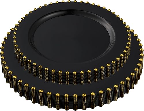 Plasticpro - Juego de platos combinados de 32 piezas de plástico para cena, platos desechables de plástico elegantes y resistentes para fiestas de 7